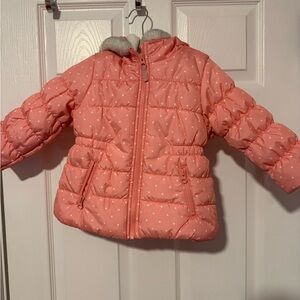 Pink Polka Dot Puffer Jacket